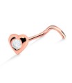 Stone Heart Shaped Silver Curved Nose Stud NSKB-27